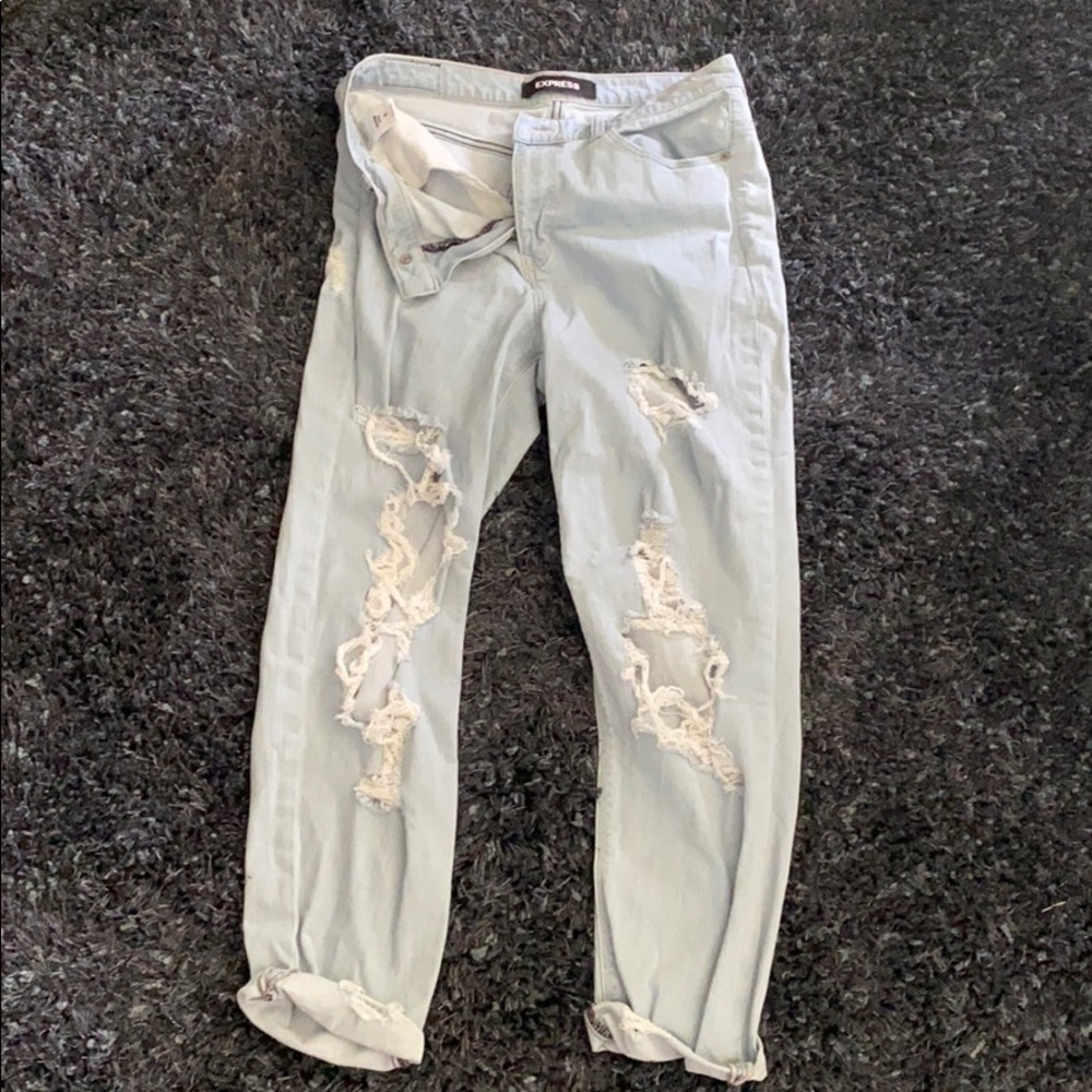 Express girlfriend high rise ripped jeans